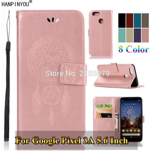 For Google Pixel 3A G020A G020E G020B 5.6" 3D Pattern Owl Luxury Flip PU Leather Case Card Insert Slots Wallet Stand Cover Shell