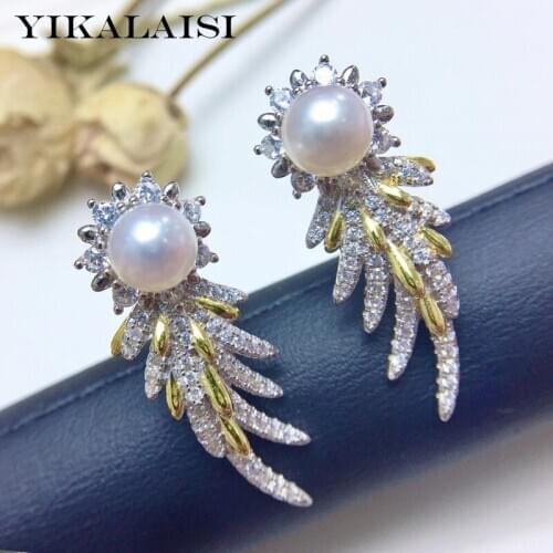 YIKALAISI 6-7mm Round Natural Freshwater Pearl Stud Earrings Jewelry For Women 925 Sterling Silver Earrings New Wholesales