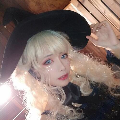 Womens Curved Cone Witch Hat Costume Accessory Women Sharp Pointed Witch Hat for Halloween Christmas Costume Party