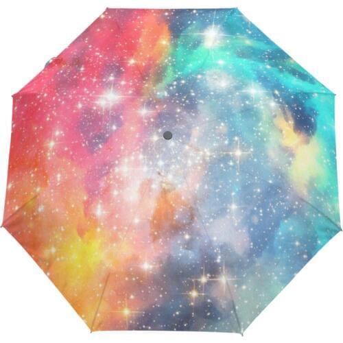 New Arrival Colorful Starry Sky Women Umbrella Rain Foldable Full Automatic Folding Umbrella for Men Adult Free Shipping