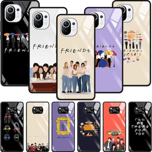 Glass Case For Xiaomi Poco X3 NFC M2 F2 Pro Cover For MI 11 Ultra 11 10 10T Lite 9T CC9E CC9 Note 10 Shell Funda Friends TV Show