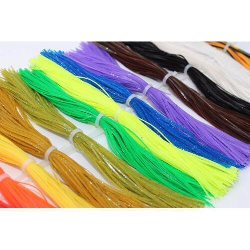 Tigofly 16 Bundles 13cm Silicone Skirts Legs Plain Color Pearl Flake Spinnerbait Buzzbait Squid Rubber Thread Fly Tying Material