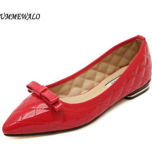 UMMEWALO Women Patent Leather Flat Shoes Woman Slip On Comfortable Pointed Toe Flats Ladies Casual Flat Shoes