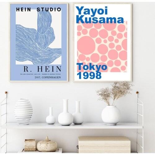 Yayoi Kusama Exhibition Canvas Painting Art Prints Hein Studio R.Hein Danish Design Blue Modern Gallery Decor Wall Pictures