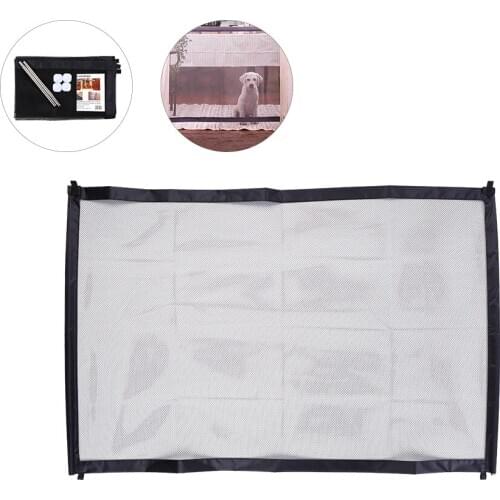 180cm Set Pet Dog Fence Magic Gate for Dog Portable Net Gate Dogs Net Barrier Fence Safety Guard for Pets for Home Travel Black