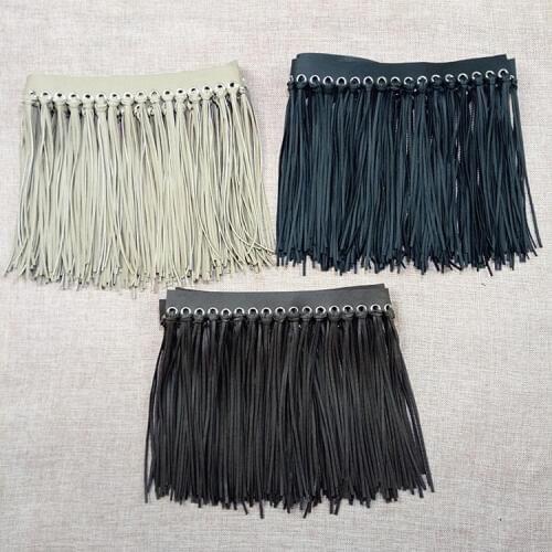 1pcs DIY sewing Fashion PU Leather Tassel Lace Trimmings Fringe garment accessories double face bag charms 26cm black