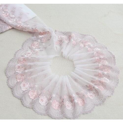 2Yards/Lot High Quality Blue Lace Trim Embroidery Lace Fabric Mesh Lace Ribbon Tulle Guipure Cord Lace Sewing DIY Doll Cloth