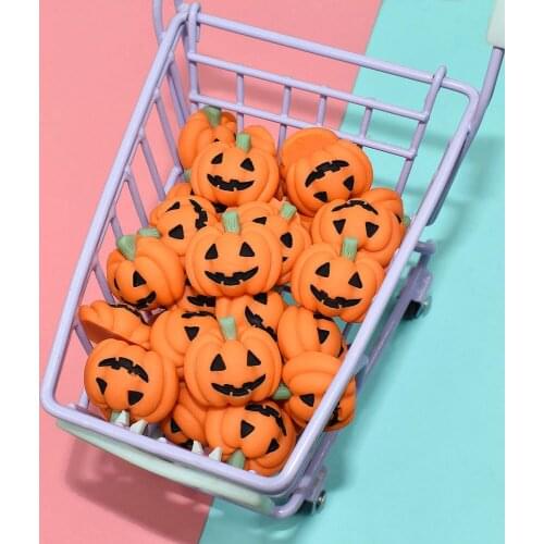 20Pcs Cute Halloween Pumpkin Flatback Resin Cabochon Scrapbook Embellishment Craft Decoration Parts Doll House Accessories