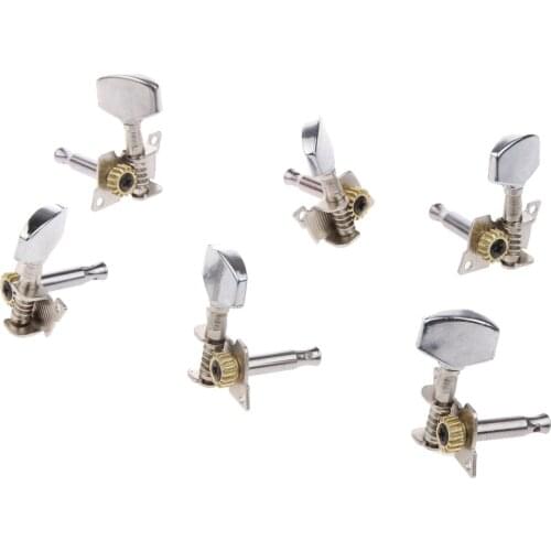 3R+3L Silver Acoustic Guitar Machine Heads Tuners Tuning Pegs w Ferrules Set