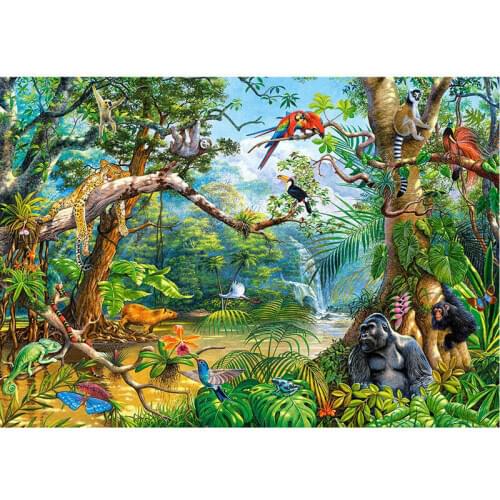 Diamond Painting Cross Stitch Full Round Picture of Rhinestone DIY Diamond Mosaic Diamond Embroidery Jungle Animals