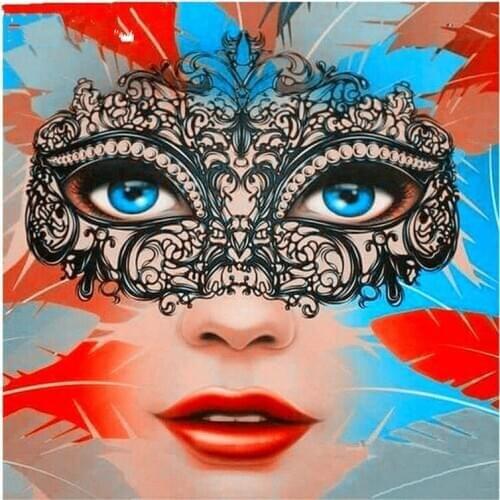MHD Diamond Painting Full drill beautiful woman mask square / round diamond mosaic rhinestone home decoration