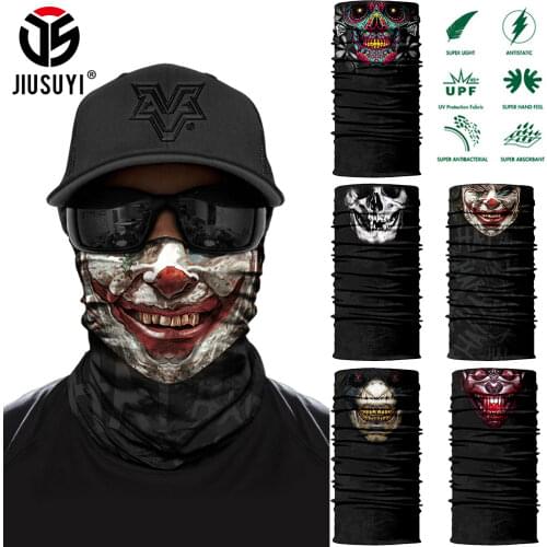 Men Women 3D Seamless Bandana Magic Balaclava Tube Neck Gaiter Half Face Cover Skull Printed Ring Scarf Bicycle Running Headband
