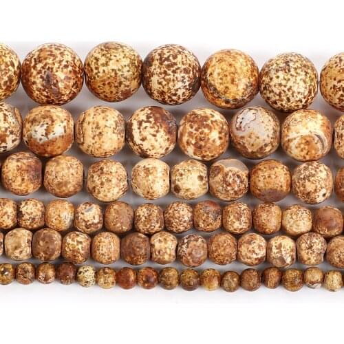 Natural Stone Tree Agates Charm Round Loose Beads For Jewelry Making Needlework Bracelet DIY Pick Size Strand 4 6 8 10 12 MM