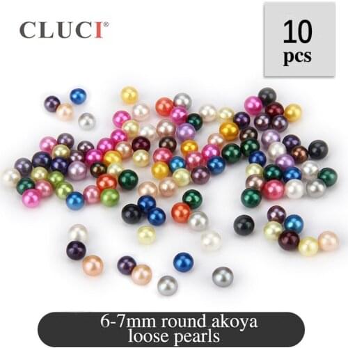 CLUCI 10 Pcs Multi-colors Loose Akoya Pearls Bead 6-7 mm Pearls for Necklace Bracelet Jewelry Making DIY Pearl Beads SZ001SB