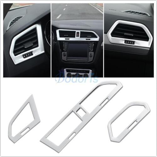 For Volkswagen VW Tiguan L 2017 2018 Interior Dashboard Air Conditioner AC Outlet Vent Cover Trim Chrome Car Styling Accessories