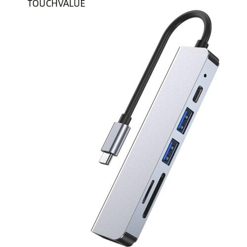 6 in 1 HUB Type C TF SD Card 30Hz 4K HDMI-Compatible USB 3.0 2.0 87W PD Docking Station For Macbook For iPad Pro 2018 2020