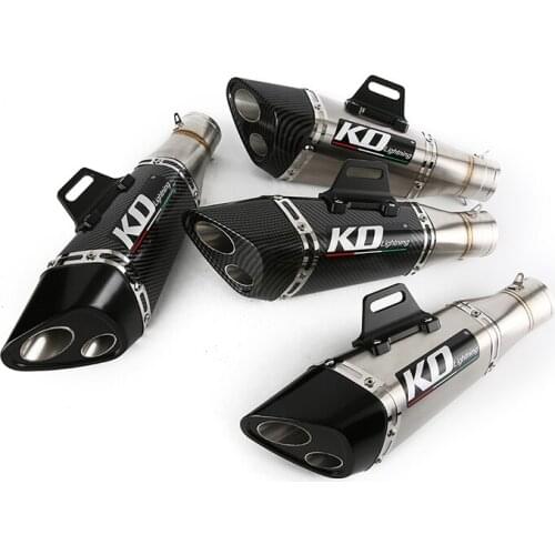 Dual-out 51 mm Motorcycle Exhaust Muffler Pipe 304 Stainless Steel Rear Escape No DB Killer for Dirt Bike Street Bike ATV 346 mm