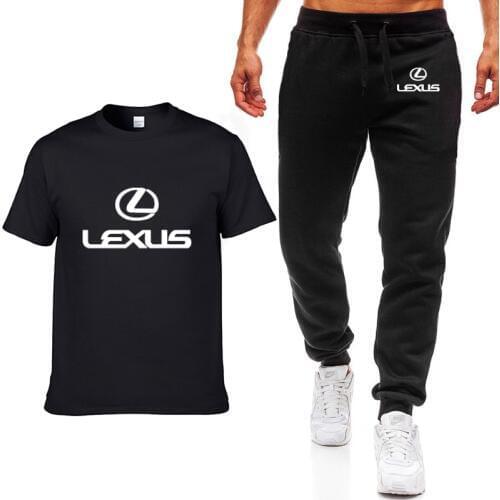Fashion Summer Men T Shirts Lexus Car Logo Print HipHop Casual Cotton Short Sleeve high quality T-shirt pants suit Men Clothing