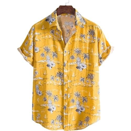 Floral Hawaiian Aloha Shirt Men Hipster Harajuku Short Sleeve Beach Shirts Mens Holiday Party Vacation Clothing Camisa Hombre