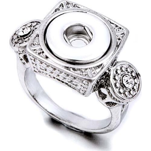 Hot sale high quality 004 fashion DIY metal ring fit ginger 12mm snap button rings jewelry charm rings for women