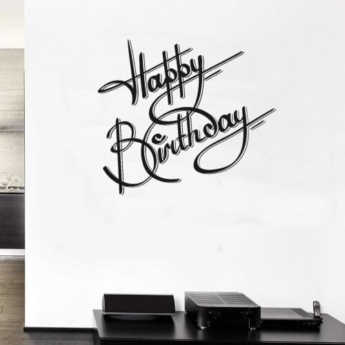 Happy Birthday Calligraphy Artistic Wall Sticker Decal For Home And Birthday Event Hall Decoration A001664