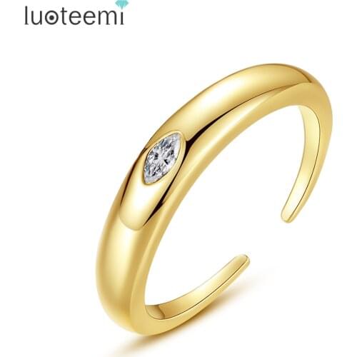 LUOTEEMI Adjustable Open Rings for Women Matching Rings Monther Day Gifts 2021 New Arrival Korean Fashion Cubic Zirconia Jewelry