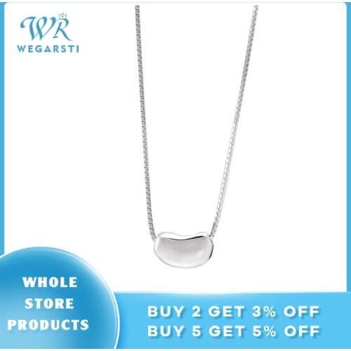WEGARSTI Authentic 925 Sterling Silver Acacia Bean Necklace Pendant For Women Fashion Bijoux Wedding Statement Jewelry Gifts
