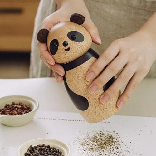 HOT Panda Salt and Pepper Mill Grinder for Kitchen Freshly Ground Pepper and Salt Kitchen Tools Cute Kitchen Utensils