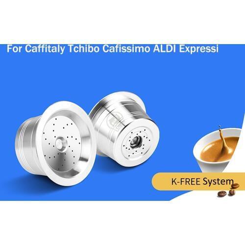 For Caffitaly Tchibo Cafissimo ALDI Expressi Refillable K-fee Coffee Capsule Pod Filters Stainless Steel Cafeteira Tamper Spoon