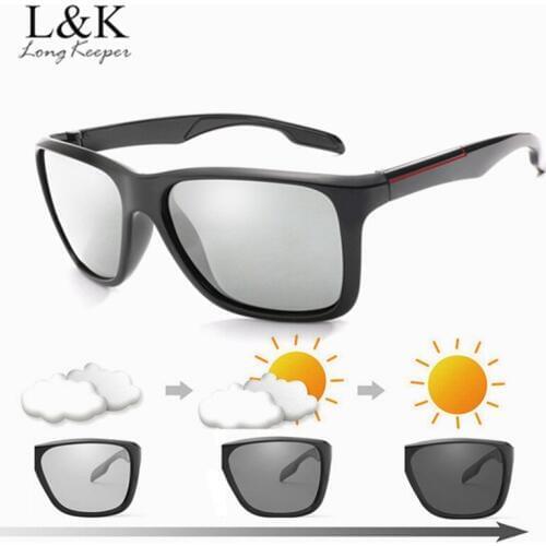 2019 brand Photochromic Sunglasses Men Polarized Chameleon Discoloration Sun Glasses For Men Fashion Square Driving Accessories