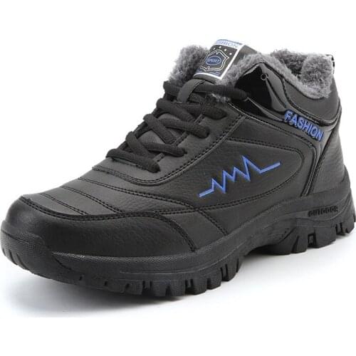 Mens Winter Boots Mens Snow Boots Winter Warm Leather Waterproof Men Sneakers Outdoor Breathable Hiking Boots Work Shoes