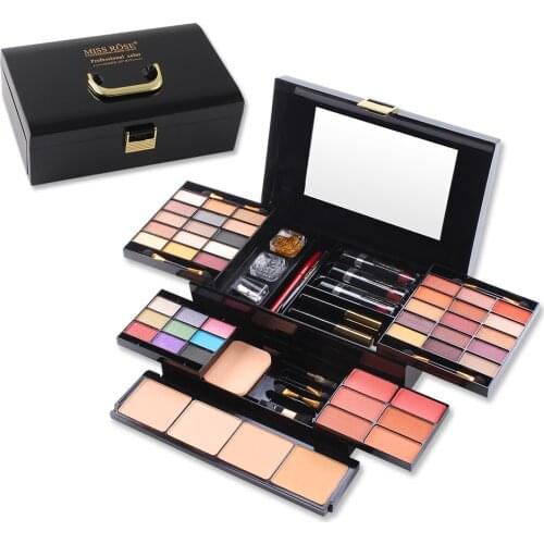 MISS ROSE Professional Makeup Set Box Matte Glitter Eyeshadow Powder Blush Women Multi-functional Palette Cosmetic Case