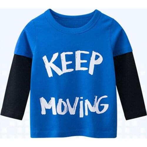 New Childrens Long-Sleeved T-shirt Autumn Cotton Letter Graphics Baby Clothes Childrens Bottoming Shirt 2-8 Years Old