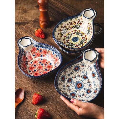 Exotic Dasiy Ceramic Dumpling Plate Brings Flavor Saucer New Poland Tableware 8 Inch Breakfast Salad Fruit Deep Bowl Bake Pan