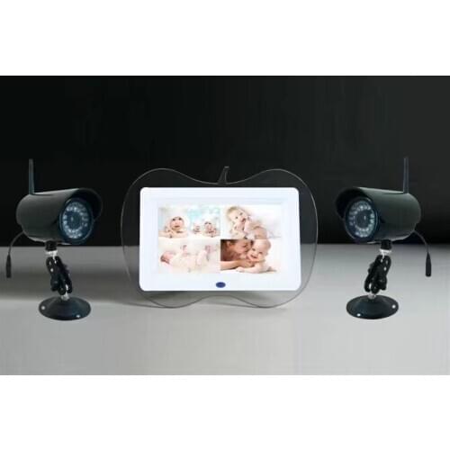 New Arrival Digital 2.4Ghz Wireless 7" LCD QUAD DVR/Baby Monitor,4 Channels Recording/Motion Detection function 2camera+1monitor