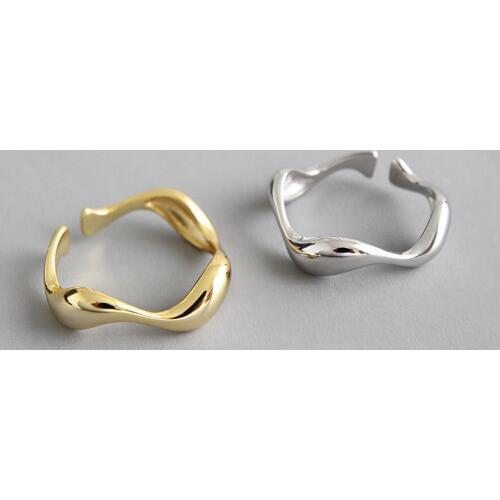 Original 925 sterling silver rings for women,irregular wave lines smooth female ring,Adjustable opening,Party engagement jewelry