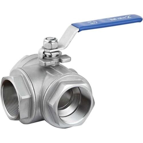 High quality stainless steel switch ball valve 1/2" inch BSP female DN15 SS304 L type T flow 3 way water ball valve