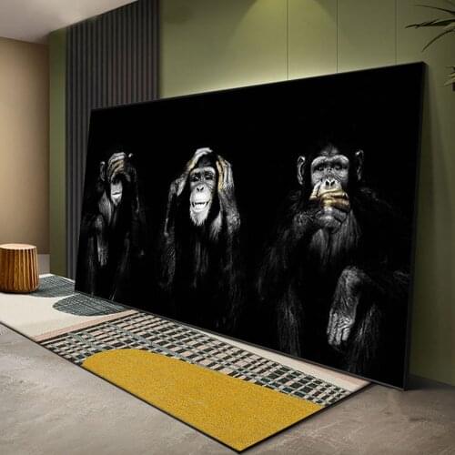 Big Size Poster Canvas Painting Animal Wall Art Dark 3 Funny Monkey Poster And Print For Living Room Home Decor No Frame