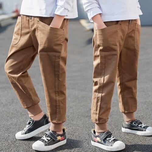 Boys Casual Trousers Autumn Denim Pants Kids Children Loose Pants Bottoms Trousers Boys Pencil Sports patchwork Pants