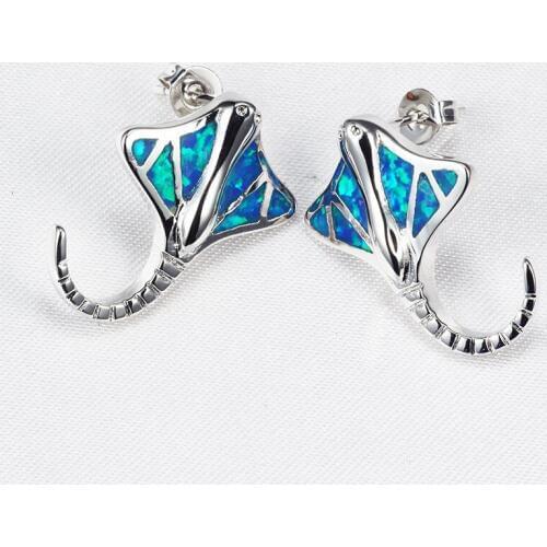 Blue Opal Earrings Unique Design Sea Beach Vocation Jewelry Special Gift for Girl Fashion Style Earrings ER325