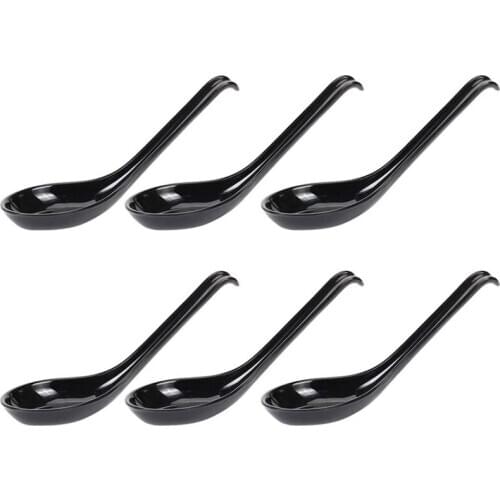 Soup Spoons,6 Pcs Japanese Style Spoons Creative Rice Spoons Chinese Asian Soup Spoons with Long Handle for Restaurants