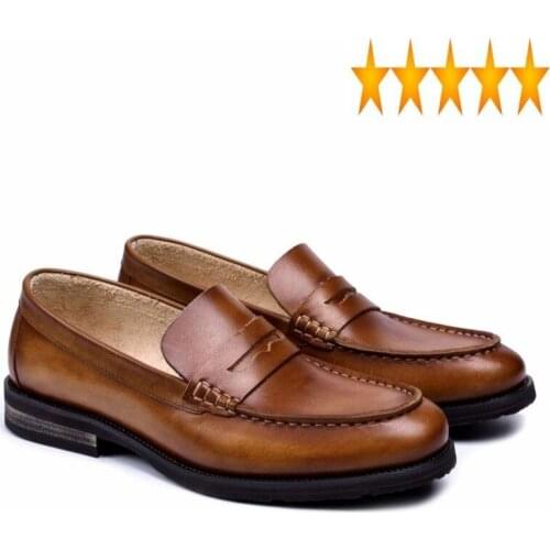 Genuine Top Quality Business Man Leather Casual New Retro Comfort Slip On Loafers Summer Breathable Low Heel Driving Shoes