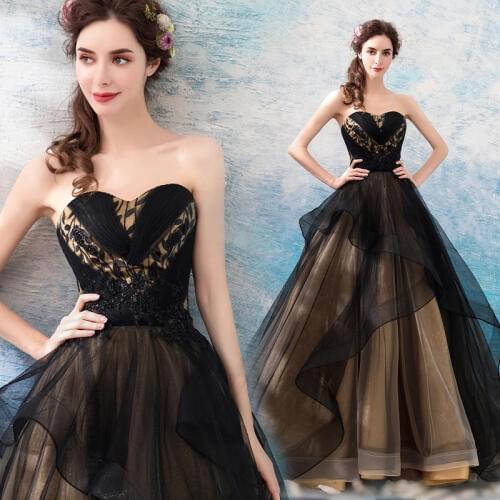 New contrast black luxury long sleeveless lady girl women mother prom dress party dress performance dress free shipping