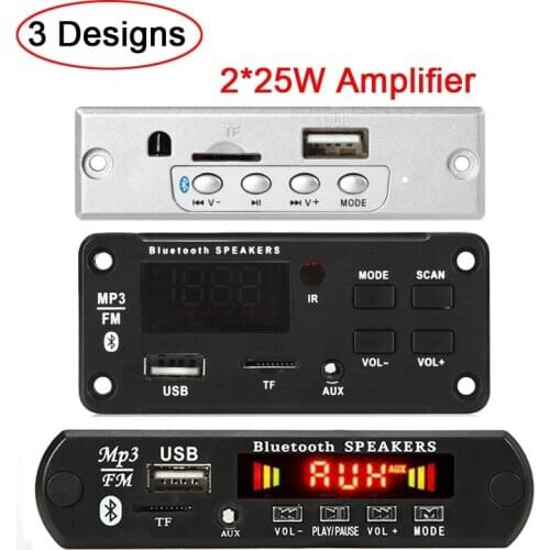 2*25W 50W Amplifier MP3 Player Decoder Board 5V-18V Bluetooth 5.0 Car FM Radio Module Support TF USB AUX 3.5 WMA Player Decoder