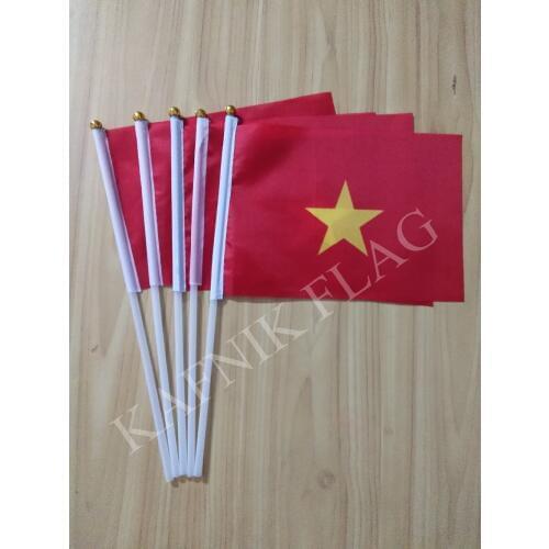 KAFNIK,5pcs Vietnam flag Vietnam hand wave flags 14 * 21CM Free Shipping