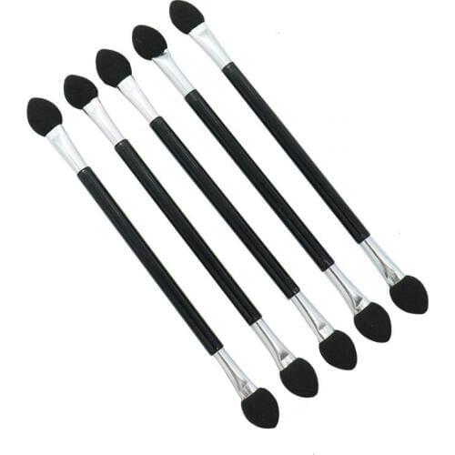 50pcs/Pack Disposable Dual Sides Eyeshadow Sponge Brushes Makeup Applicator with Long Handle Black Professional Eye Makeup Tools