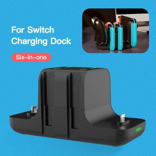 6 In 1 Charging Dock for Nintendo Switch Console Joy-con Controller Gamepad Charger Dock Station DC5V/2A Charge Stand