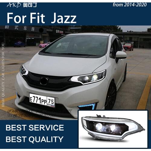AKD Car Styling for Honda Jazz Fit 2014-2020 LED Headlight DRL Fog Lamp Turn Signal Lamp Low Beam High Beam Projector Lens