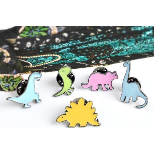 5pcs/set Colorful Dinosaur Stegosaurus Apatosaurus Brooch Collar Corsage Shirt bag cap Jacket Pin Badge Gift Cartoon Jewelry