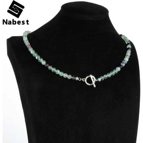 Women Natural Stone Fluorite Amethysts Beads Necklace Opal Agates Turquoises Stand Metal OT Buckle Choker Clavicle Chain Jewelry